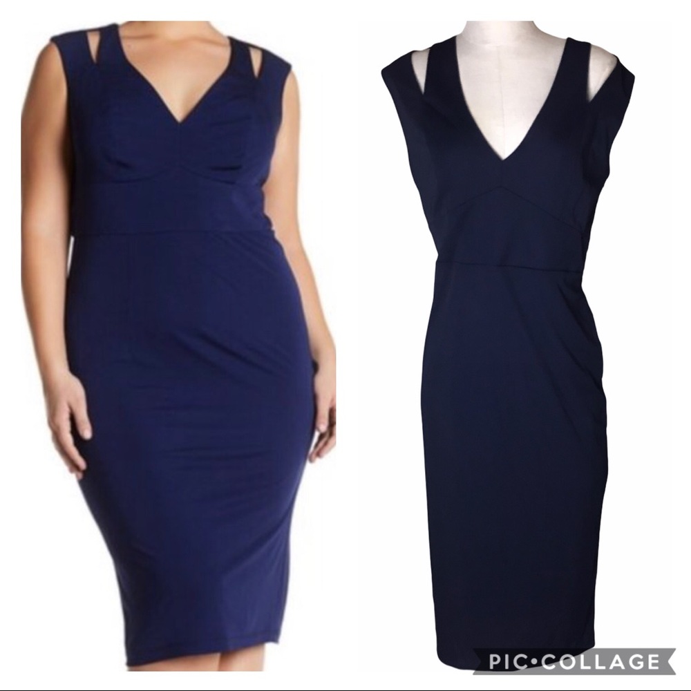 ABS Collection Navy Sleeveless Cut Out Shoulder 10